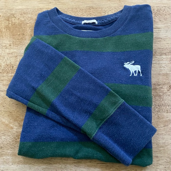 Abercrombie & Fitch Muscle Men’s Sz M Wide Stripe Long‎ Sleeve Pullover Shirt - Picture 1 of 12
